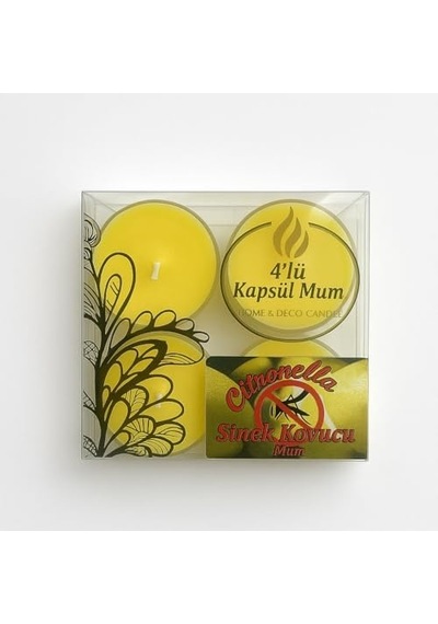 Sinek Kovucu Mum - 4'lü Citronella Sinek Kovucu Kapsül Mum 50 x 22