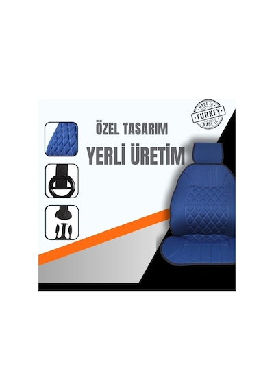 Sırt Dayamalı Ön İkili Minder Mavi Desen Rahat Ve Sportif Yolculuklar İçin Minder Takımı