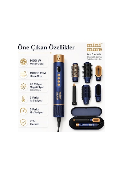 6 İn 1 - Airstyler Hava Üflemeli Saç Şekillendirici Seti, Coanda Etkili Saç Düzleştirici Ve Maşa Genel