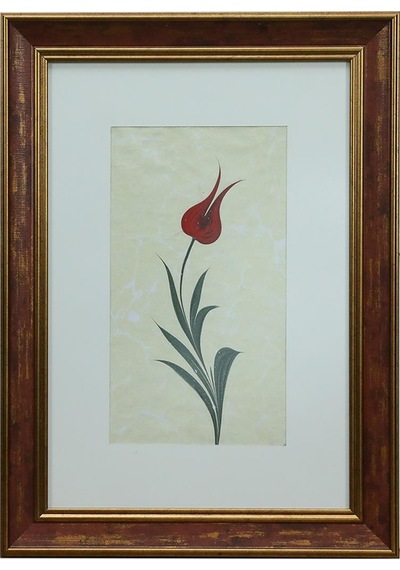 E38 El İşçiliği Kırmızı Lale Ebru Tablo 46 33 Cm-6459