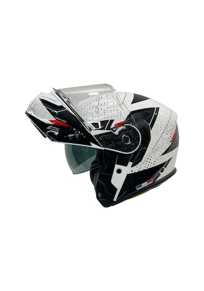 Sway Xbyc 917 Fusion Full Face Çene Açılır Motosiklet Kaskı L Beden White Black Beyaz - Siyah