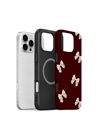 Velvoria Valestra Ivory Bow Scatter Apple Apple iPhone Uyumlu 16 Pro Max Magsafe Koruma Kılıfı Valestra Magline - Ivory Bow Scatter