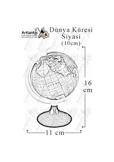 Dünya Küresi Mavi 10 Cm Siyasi 1 Paket Masaüstü Coğrafya Dünya Küresi Sınıf Eğitim Kalemtraşlı Dekor
