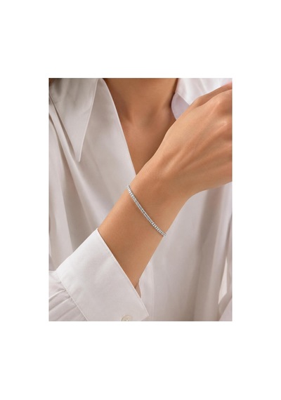 Gümüş Renk Zirkon Taşlı Su Yolu Bileklik 15cm+3cm Gümüş - 888920618 Gümüş