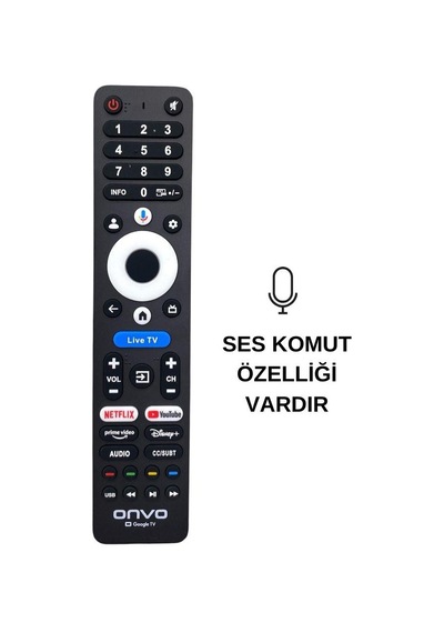 Onvo Google Tv  Logolu Kumanda Live Tv Tuşlu - Ses Komutlu