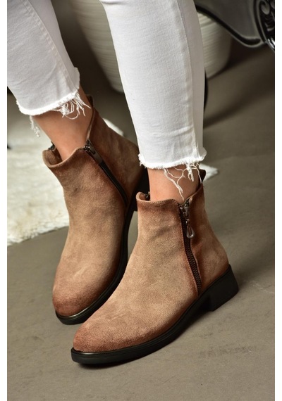 Fox Shoes R374050402 Vizon Süet Alçak Tabanlı Kadın Bot Vizon-süet