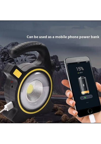 Solar Şarjlı Led Fener Güneş Enerjili Taşınabilir Kablosuz Şarj Edilebilir Kamp Lambası, Powerbank Ö Çok Renkli