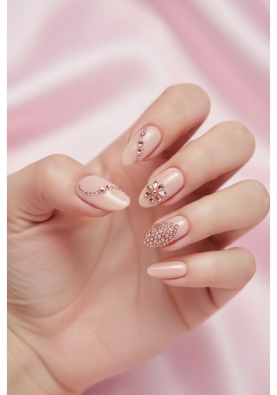 12'li Havyar Nail Art Charm Boncukları - Nail Art Çarm Süs Taşı - Protez Tırnak Süsü Rosa Gold