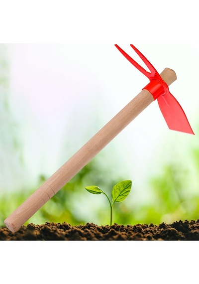 40 Cm Çift Taraflı Çapa Ahşap Saplı Bahçe Çapası, Bahçe Çapalama Aleti, Toprak Havalandırma Ve Ot Temizleme Çapası, Bahçe El Aleti