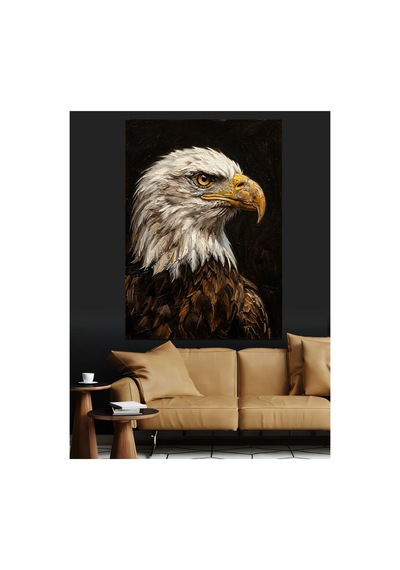 Amerikan Kel Kartal Vakur Portre Yağlı Boya Dokulu Kanvas Tablo Canvas Tablosu