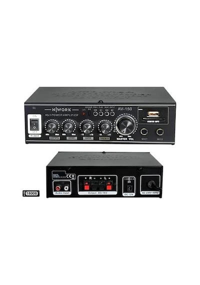 Fav 330-bt-usb Stereo-2x30 Watt 220 Ve 12 Volt Girişli Kumandalı Power Anfi