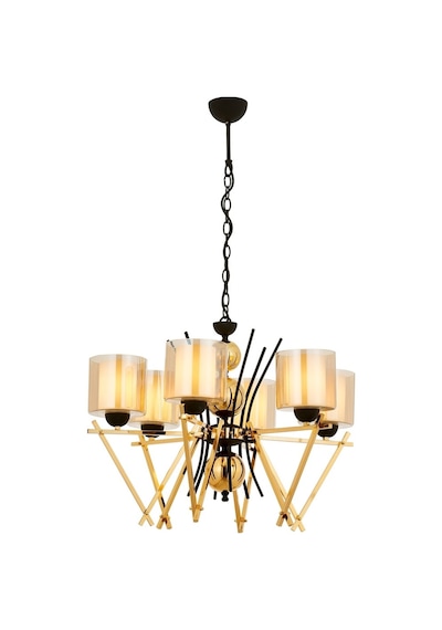 Avonnı Av-60289-6S Sarı Boyalı Modern Avize E27 Metal Cam 66Cm