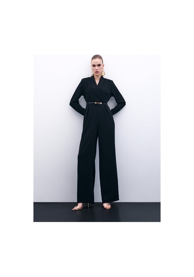 Sateen Kemerli Salaş Tulum - Siyah