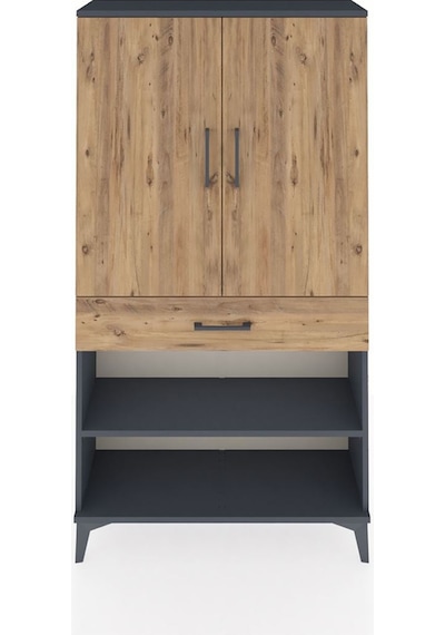 Arges Dolap 4 Raflı Tek Çekmeceli 2 Kapaklı 88x30x163 Antrasit-çam Antrasit