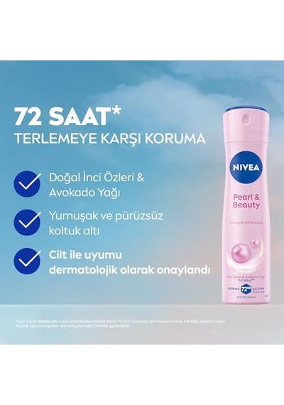 Kadın Sprey Deodorant Pearl&beauty 150ml, 48 Saat Koruma Ve Nemlendirici Böğürtlen Dudak Bakım Kremi P08354