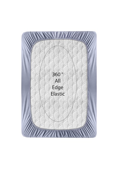 Örme Penye Lastikli Çarşaf, Battal Çift Kişilik, Açık Gri, Pamuk-elastan 230g/m2 Çok Renkli