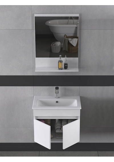 Biani Tome 60 Cm Banyo Dolabı Renk Mat Beyaz Çok Renkli
