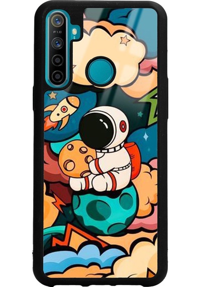 Oppo Real Me 5i Baby Astronaut Tasarımlı Glossy Telefon Kılıfı Siyah