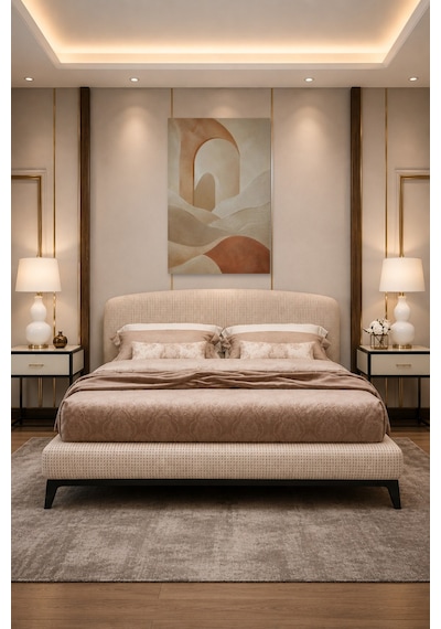 Tam Renk Bej Terracotta Bohem Soyut Modern Dekoratif Kanvas Duvar Tablosu Çok Renkli