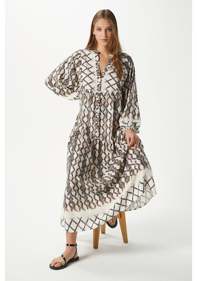 Ritnice Modest Kadın Soft Gri %100 Viskon Maksi Boy Balon Kol Uzun Yazlık Elbise Çok Renkli Ritnice Modest Kadın Soft Gri %100 Viskon Maksi Boy Balon Kol Uzun Yazlık Elbise Çok Renkli