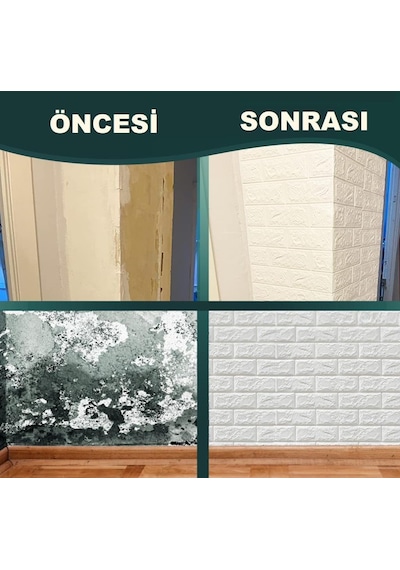 10 Adet 50x50 Cm Silinebilir Kendinden Yapışkanlı Duvar Kağıdı Esnek Köpük Panel 3d Tuğla Desen