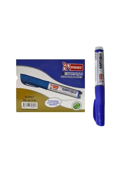 Mikro Tahta Kalemi Mr-6019 Kartuşlu Mavi 12'li Paket Çok Renkli