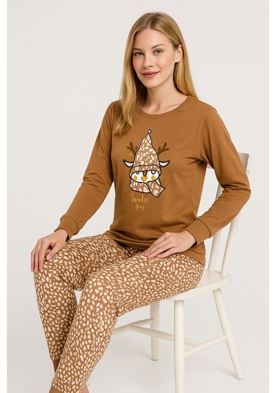 Mutlu City Kadın Yumuşak Doku Termal Pijama Takımı 42050 Hardal Sarısı