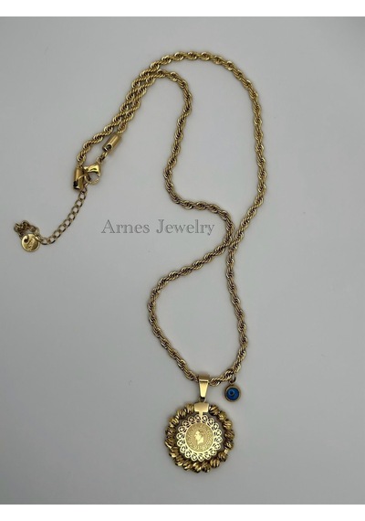 Arnes Jewelry Çelik Dorikalı Çeyrekli Kolye Gold