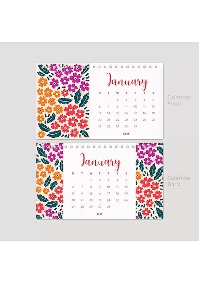 Çiçek Galerisi 2027 Masa Takvimi, Rengarenk Çiçekli Takvim, 2027 Desk Calendar, Flowers Calendar 202
