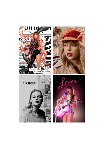Taylor Swift Büyük 2 No Kartpostal 10cm 15cm Desenli 4'lü Kartpostal Seti