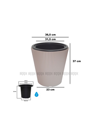 Luna Saksı 37 Cm Mocha Kahverengi