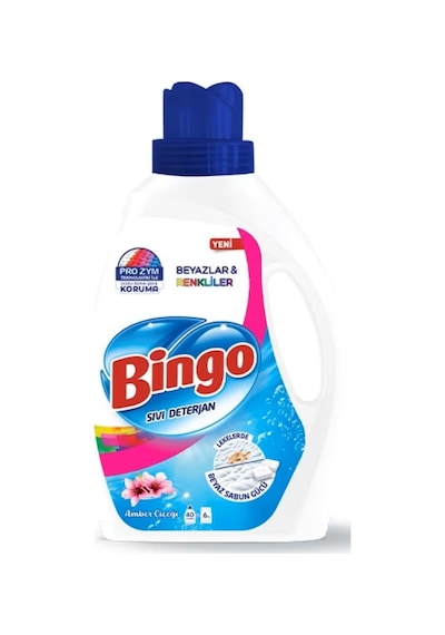 Bingo Sıvı Çamaşır Deterjanı 2600ml Amber-beyazlar/renkli 6lı Set 2600 ML