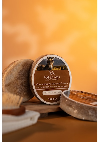 Volkan Ates Natural & Beauty Eşek Sütü Süngerli Doğal Sabun 150 Gr