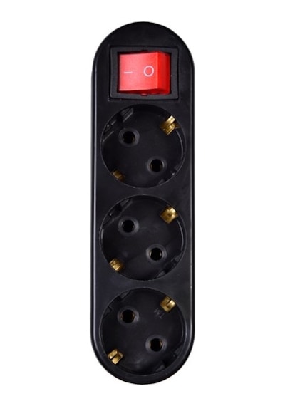 Smart Socket SS3AKAGLS 3'lü Akım Korumalı & Anahtarlı Fiş Priz Golyad Siyah