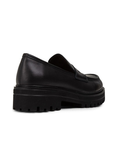 Deery Hakiki Deri Siyah Kadın Loafer Ayakkabı - 01903zsyhe01 Siyah