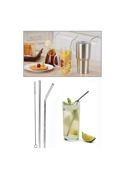 Ayrex 2 Li Paslanmaz Çelik Pipet + Temizleme Fırçası