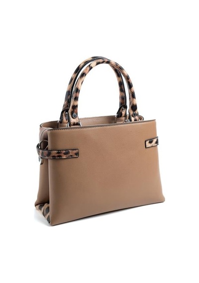 Silver Polo Sp1149 Kadın El Çantası Düz Bizon-leopar Taba