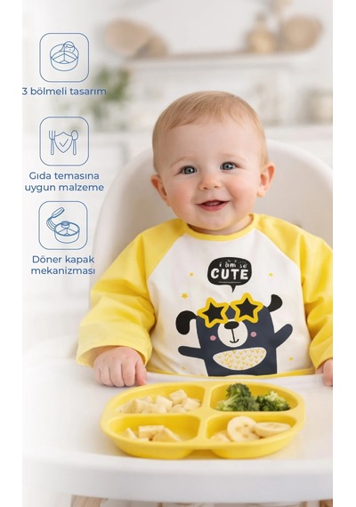 Babyjem Poli Muşamba Kollu Mama Önlüğü Sarı Outlet