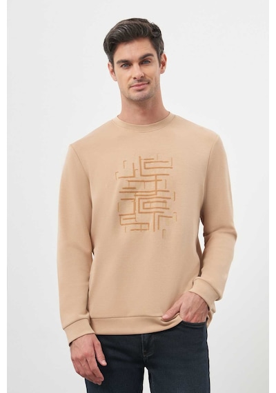 Morven Erkek Bej Trend Bisiklet Yaka Sweat-shirt 25ks063002653 Bej Bej