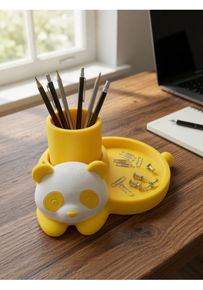 Panda Tasarımlı Masaüstü Kalemlik Ve Organizer Çok Amaçlı Ofis Düzenleyici, Ataş Klips Notluk Ve Mini Takı Saklama Alanı