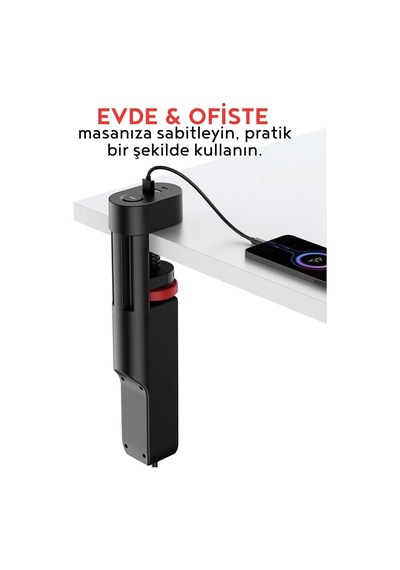 Akım Korumalı Çoklu Priz, 2 Adet Usb, 1 Adet Type-c Girişi, Hızlı Şarj Desteği, 2m Kablo Uzunluğu, Masa Kenarı 0