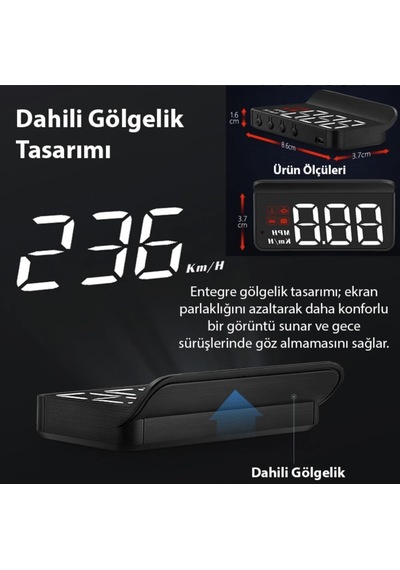 Head Up Display Ön Cam Sanal Gösterge Ekranı Hız Göstergesi Yağ Turbo Basınç Göstergesi