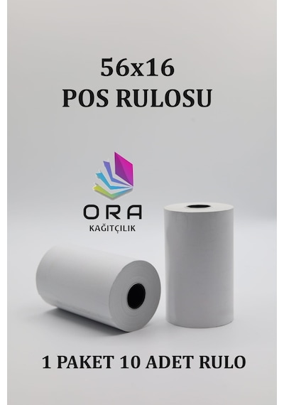 56x16termal Pos Kağıdı - Pos Rulosu - Yazarkasa Pos Kağıdı 10 Ade