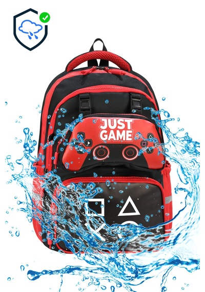 Game Over Baskılı Ortopedik Su Geçirmez Ultra Lüx Okul Çantası Termal Beslenme Ve Kalemlik Kırmızı