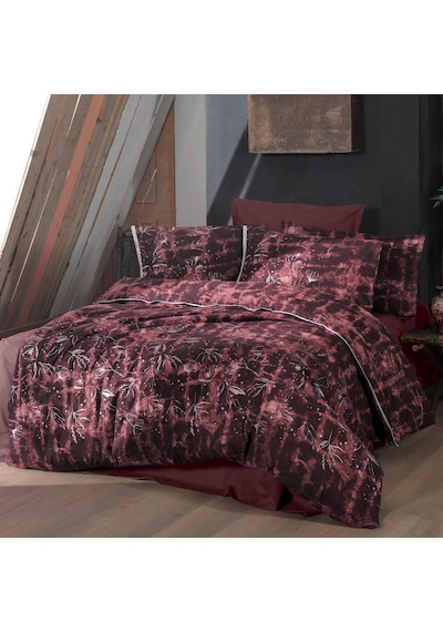 Doryana King Size Battal Boy %100 Pamuk Flanel Pazen Nevresim Takımı Bordo Kahverengi