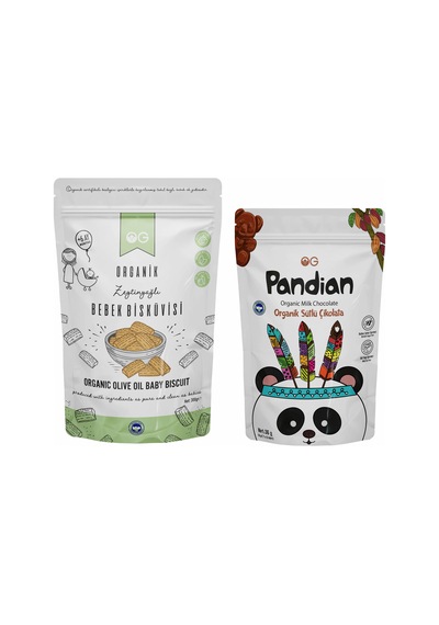 OG natural Organik Pandian Çocuk Çikolatası ve Organik Bebek Bisküvisi Seti