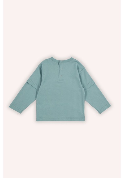 Panço Erkek Çocuk Baskılı Uzun Kollu T-shirt Haki Mint