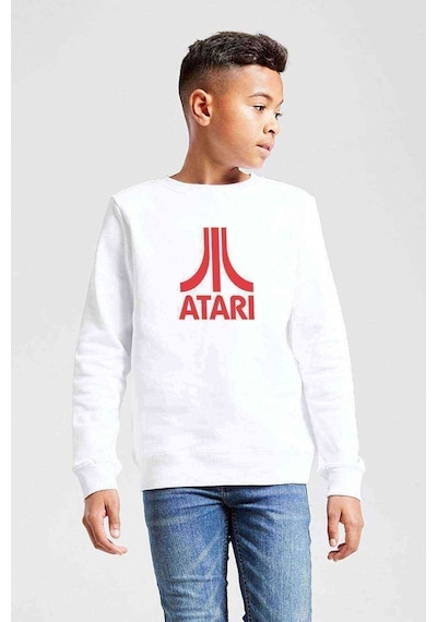 Tshirthane Atari Logo Baskılı Unisex Çocuk Beyaz Sweatshirt (534642637) Beyaz