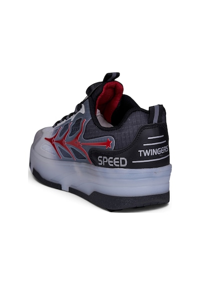Nstil Unisex Yetişkin Çocuk Spor Ayakkabı Akıllı Bağcıklı Çıkarılabilen Patenli Işıklı Sneaker 003 Kırmızı