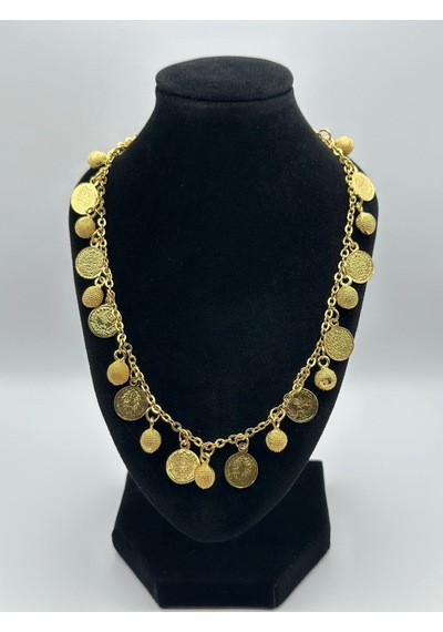 Arnes Jewelry Çelik Dorika Toplu Pullu Kolye Gold